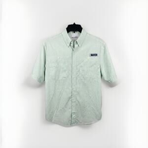 Columbia PFG Super Tamiami Shirt Men’s Small Green Plaid Vented Fishing